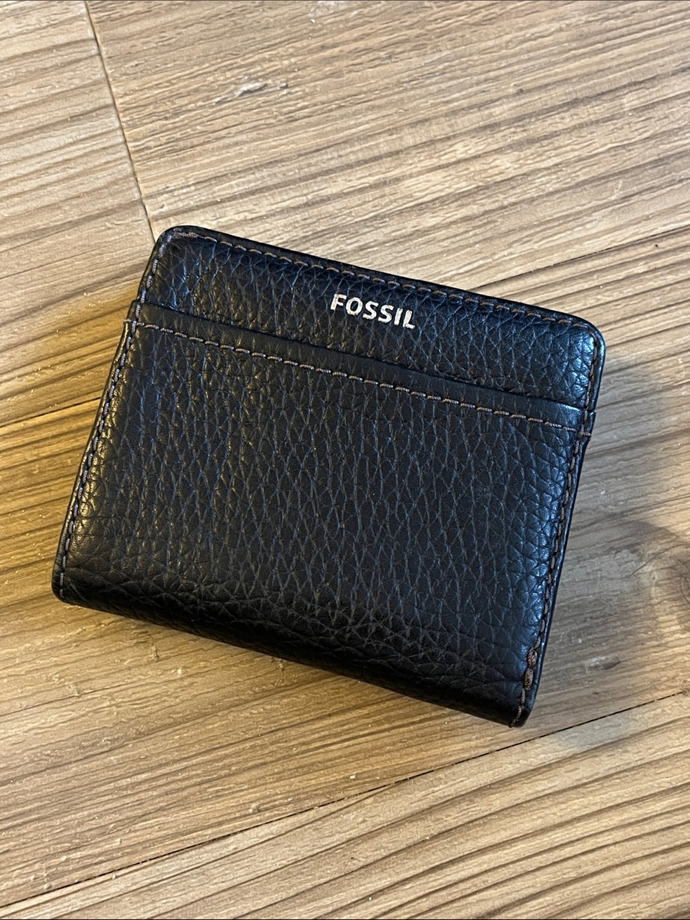 Fossil Black Pebbled Leather Card Holder